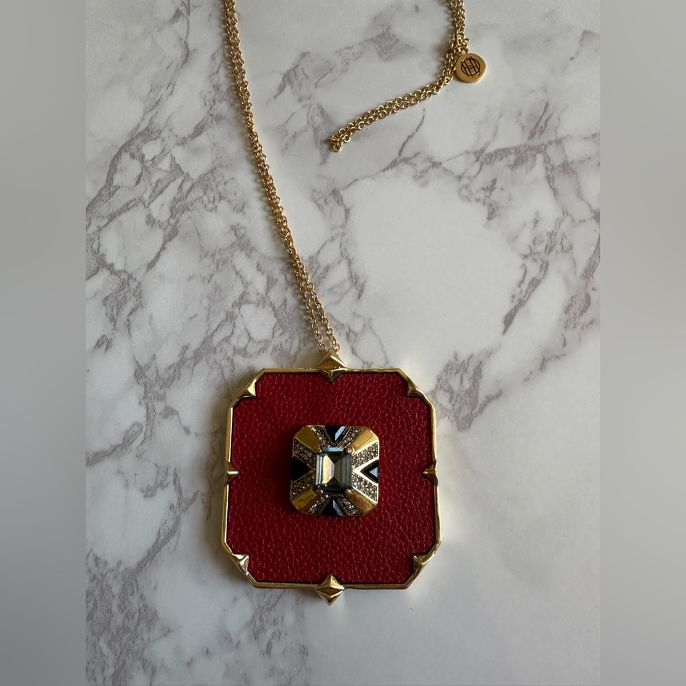 House of Harlow 1960 Red and Gold Geometric Necklace